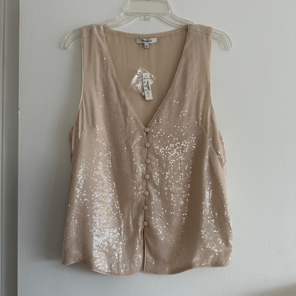 Sequin Cream Vest